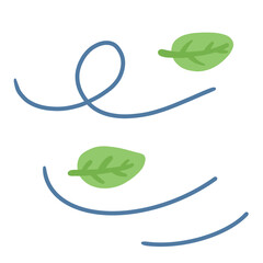 Green leaves and wind wave icon