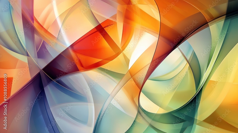 Aufkleber abstract geometric composition with dynamic glowing lines a modern fusion of shapes and light
