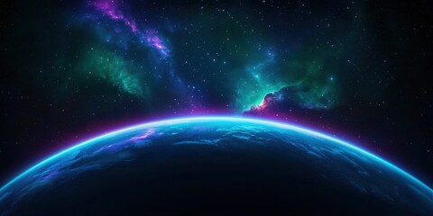Obraz premium Cosmic phenomenon outer space digital art starry environment wide-angle view celestial beauty