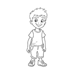 boy coloring book for children vector sketch illustration vector stroke outline graphic