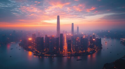 Fototapeta premium Futuristic cityscape with integrated 5G technology and smart infrastructure elements