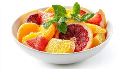 A refreshing bowl of mixed citrus salad with orange, grapefruit, and lime segments