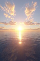 Golden Sunset Over the Ocean