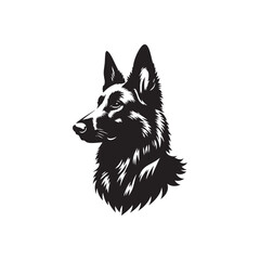 Silhouette Of Belgian Malinois - Minimalist Belgian Malinois Vector - Dog Illustration.