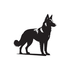 Silhouette Of Belgian Malinois - Minimalist Belgian Malinois Vector - Dog Illustration.