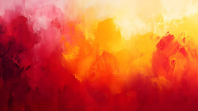 Vibrant abstract art wallpaper illustration with bold brushstrokes in a mix of bright reds, oranges, and yellows, creating a sense of energy and movement across the canvas, with subtle hints of textur