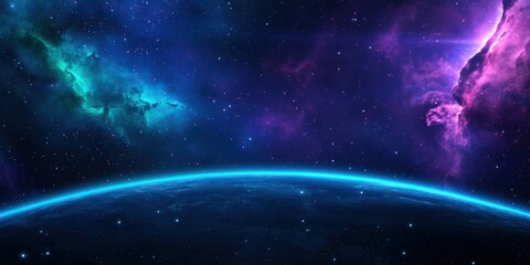 Obraz premium Galactic exploration vibrant cosmic scene outer space digital art interstellar environment awe-inspiring viewpoint