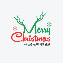 Merry christmas and Happy New Year. Lettering design card template