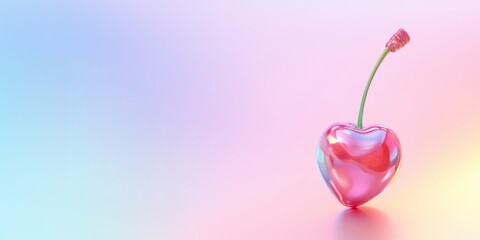 Heart-shaped cherry abstract background digital art soft colors close-up playful concept for visual appeal