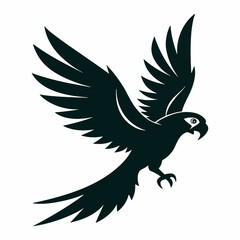 A Flying Parrot Vector Silhouette image for illuastration.
