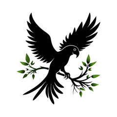 A Flying Parrot Vector Silhouette image for illuastration.