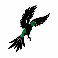 A Flying Parrot Vector Silhouette image for illuastration.