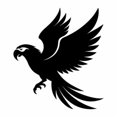 A Flying Parrot Vector Silhouette image for illuastration.