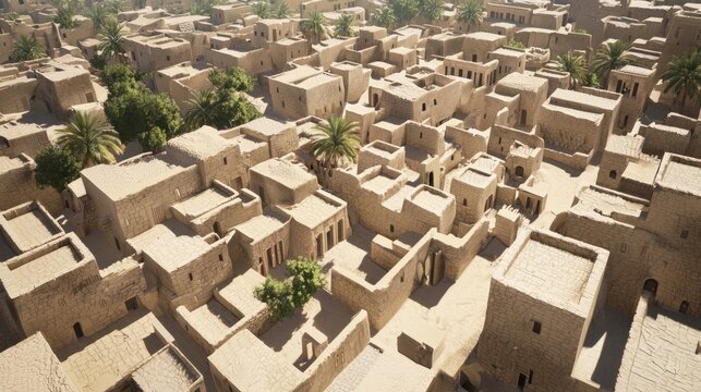 Aerial View of Mesopotamian City Layouts: Urban Planning of Ancient Civilizations