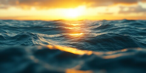 Golden Sunrise over the Ocean Waves