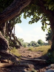 Obraz premium Sunlight Path Through the Woods