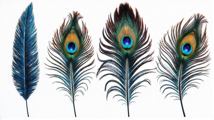 Obraz premium peacock feather isolated on white