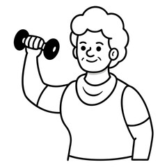 strong grandmother lifts dumbbell wishing