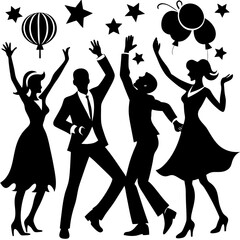 Fototapeta premium New years eve dancing vector art illustrator