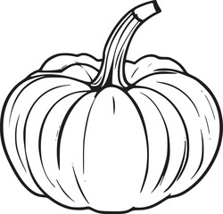 Outline pumpkin hand draw with brush style isolated on png or transparent texture,Halloween party background ,element template for poster,brochures, online advertising