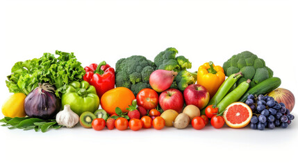 Healthy Eating Fruit Salad Vegetable Garden Local Produce Seasonal Vegetables Green Fresh Healthy Lifestyle Organic Food Natural Wellness isolated white background