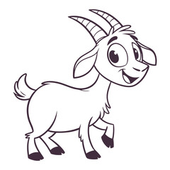 Beautiful cartoon cute Goat Icon on white background