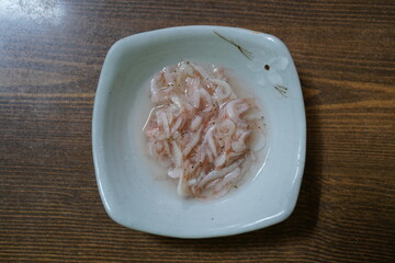 Salted shrimps are a traditional Korean food made with shrimp pickled in salt