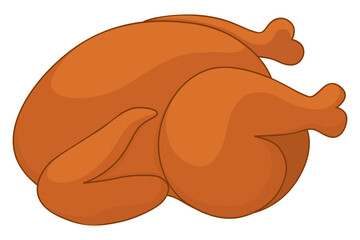 Roasted turkey graphic design for Happy Thanksgiving on white background.