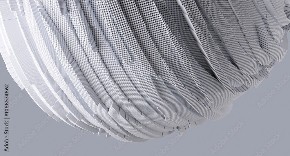 Poster 3d render of abstract detailed shape. dynamic futuristic background.
