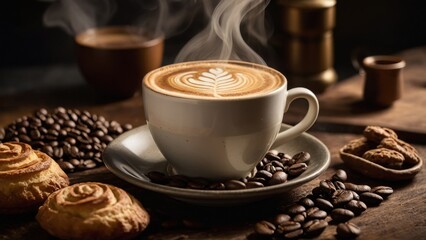 Cozy Coffee Moment: Latte Art and Treats