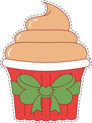 Illustration of a Christmas Ice Cream Sticker style