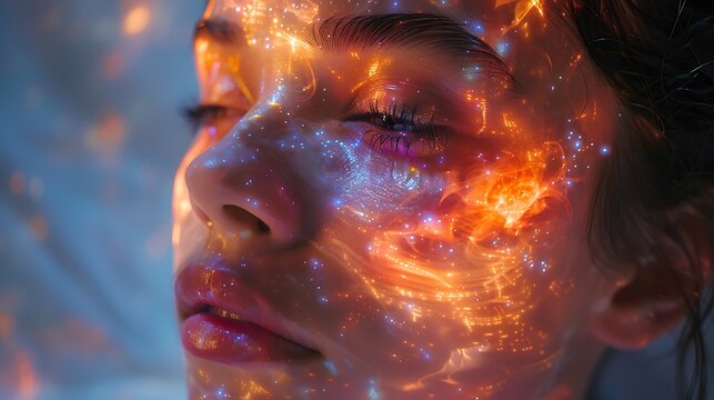 An avant-garde spiritual art gallery with shifting holographic spiritual themes and bioluminescent lighting 