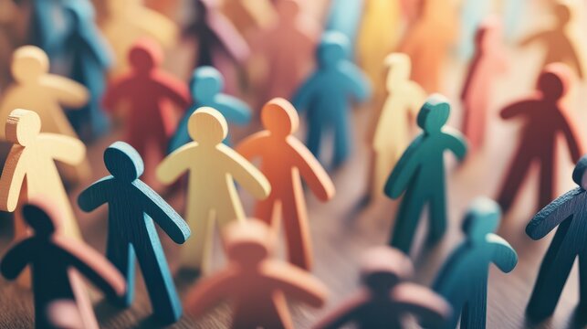 Creative layered people illustration showing diverse community unity and collaboration, conceptual design element