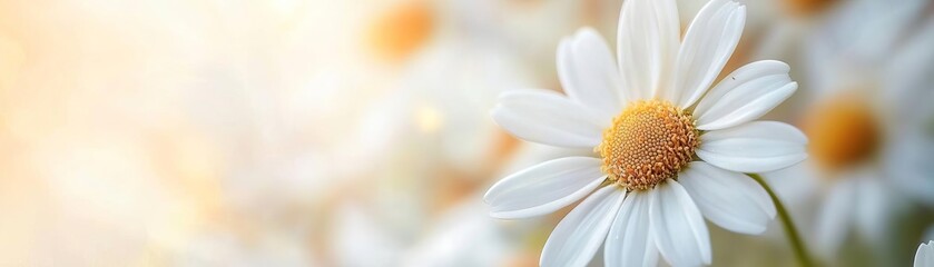Closeup of tiny daisies, soft white petals, natural sunlight, detailed pollen center