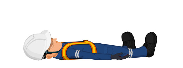 A worker is lying on the floor