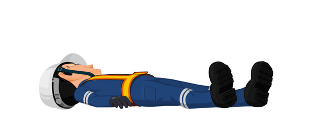 A worker is lying on the floor