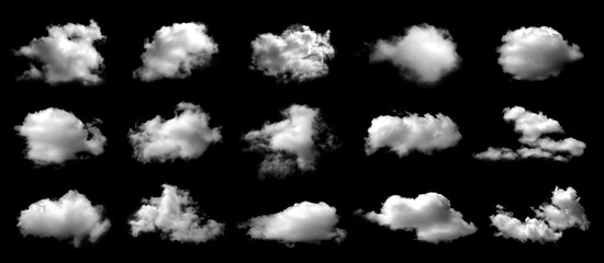 White clouds or fog set for fog design. Smog. Abstract clouds. Fog over sky. Summer. Dark gray...