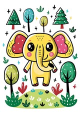 Fototapeta premium cute elephant illustration