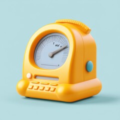 Vintage Style Analog Scale Clock in Yellow Color on Mint Green Background