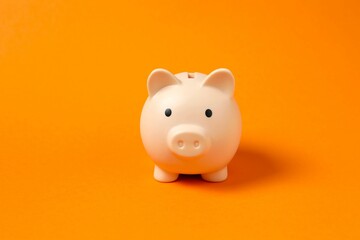 Piggy coin bank on color background for money savings, financial security or personal funds concept