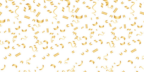 Luxury vector Golden confetti isolated on white background. Scatter gradient with gold confetti on dark backdrop. Glamour falling glitter. New year wallpaper .brochure template. Cover texture design.