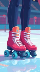 Fototapeta premium A cartoon of a woman on roller skates