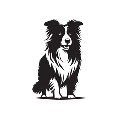 Border Collie Silhouette - Border Collie Vector - Border Collie Dog Illustration.