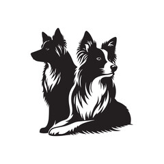 Border Collie Silhouette - Border Collie Vector - Border Collie Dog Illustration.