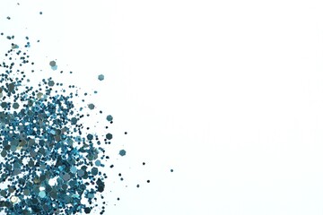 Beautiful blue confetti on a white background