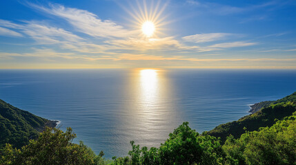 Fototapeta premium Panoramic view of the sea and sky
