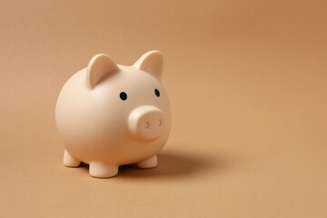 Piggy coin bank on color background for money savings, financial security or personal funds concept