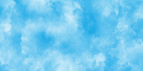 Sky blue watercolor background with watercolor stains,Hand painted abstract soft sky blue watercolor sky and clouds,Set of vector pastel color paint stain,Background with clouds on blue sky.