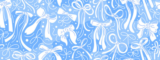 Cute seamless holiday pattern Art line gift ribbon