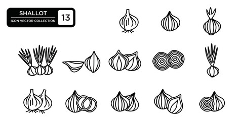 Collection of shallot icons, editable and resizable vector icon templates